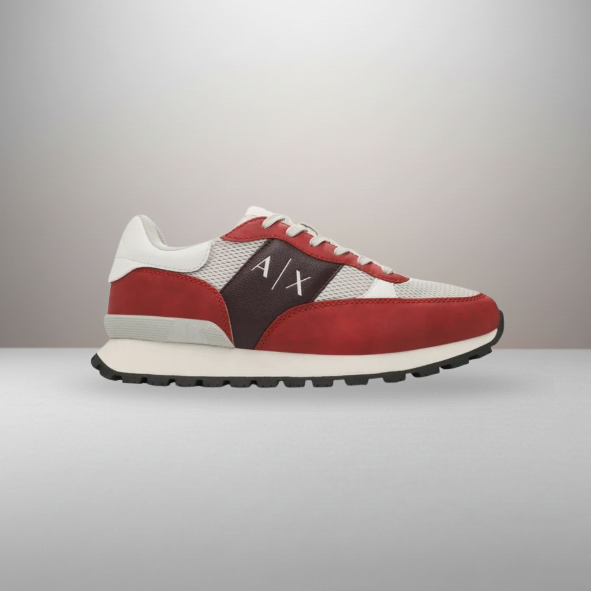 Zapatillas Armani Exchange granate talla 44 vista lateral exterior con logo AX