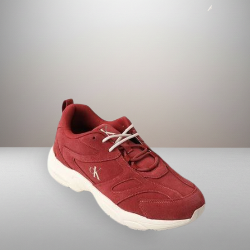 Zapatillas Calvin Klein Retro Tennis Low Lace burdeos talla 44 detalle de las cordoneras