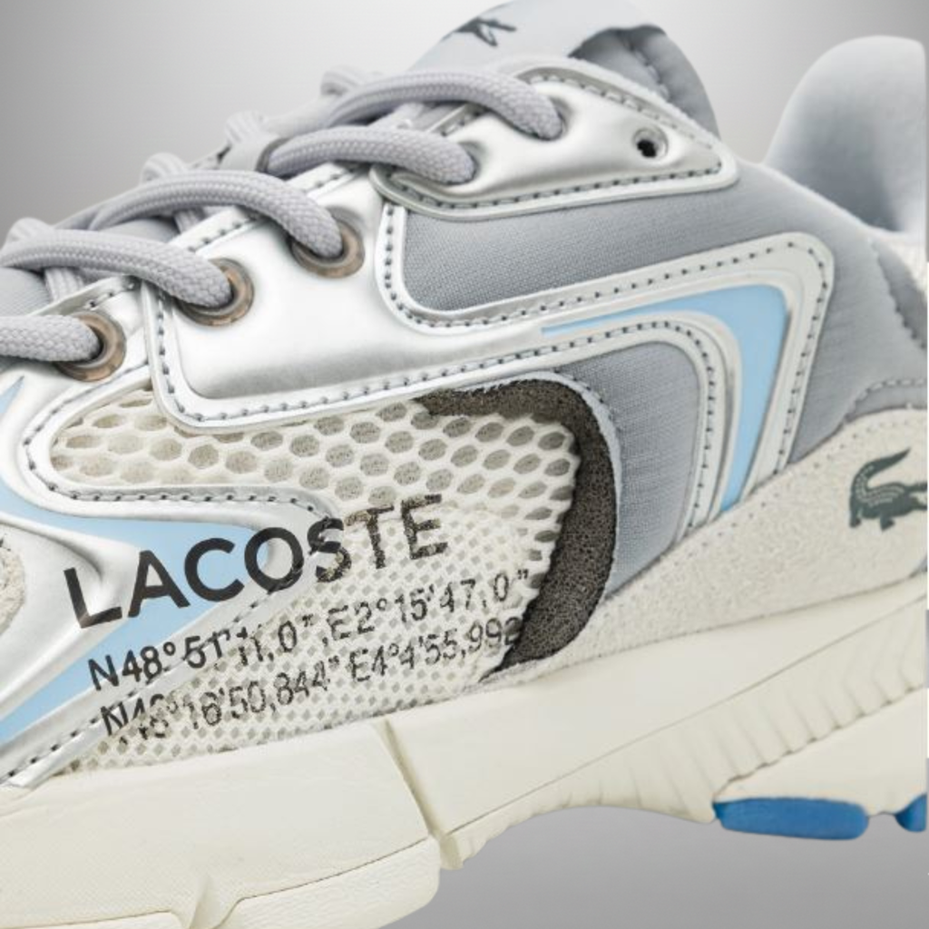 Zapatillas Lacoste L003 NEO 224 gris talla 42 detalle de las cordoneras
