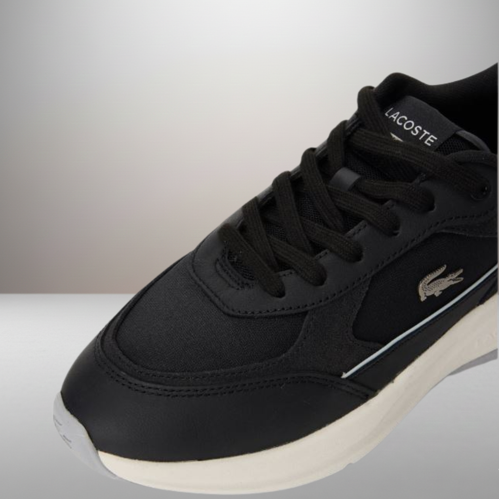 Zapatillas Lacoste Run Set negro talla 43 detalle de las cordoneras