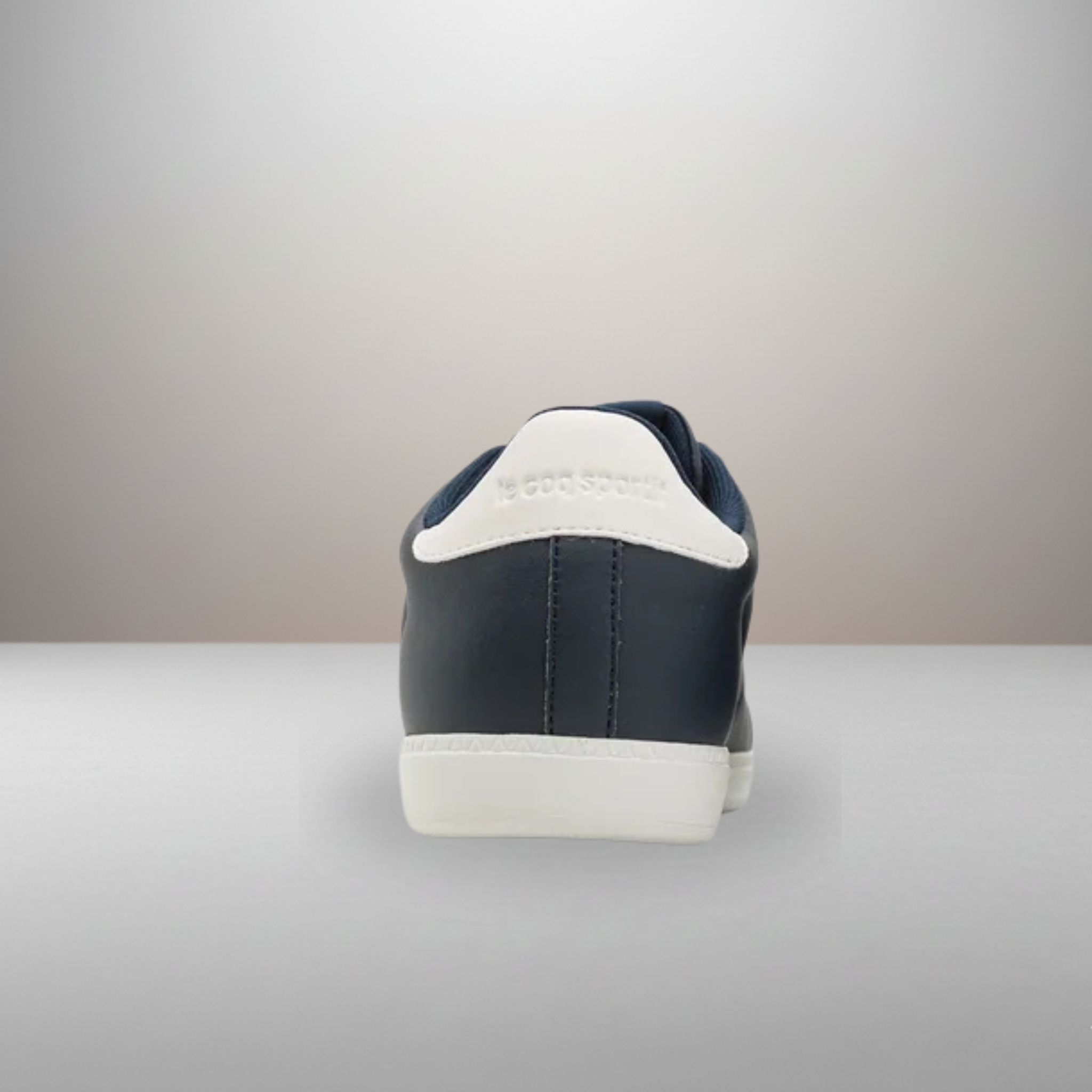 Zapatillas Le Coq Sportif Courtset 2 azul talla 42 vista trasera del talón con detalle de marca ampliado