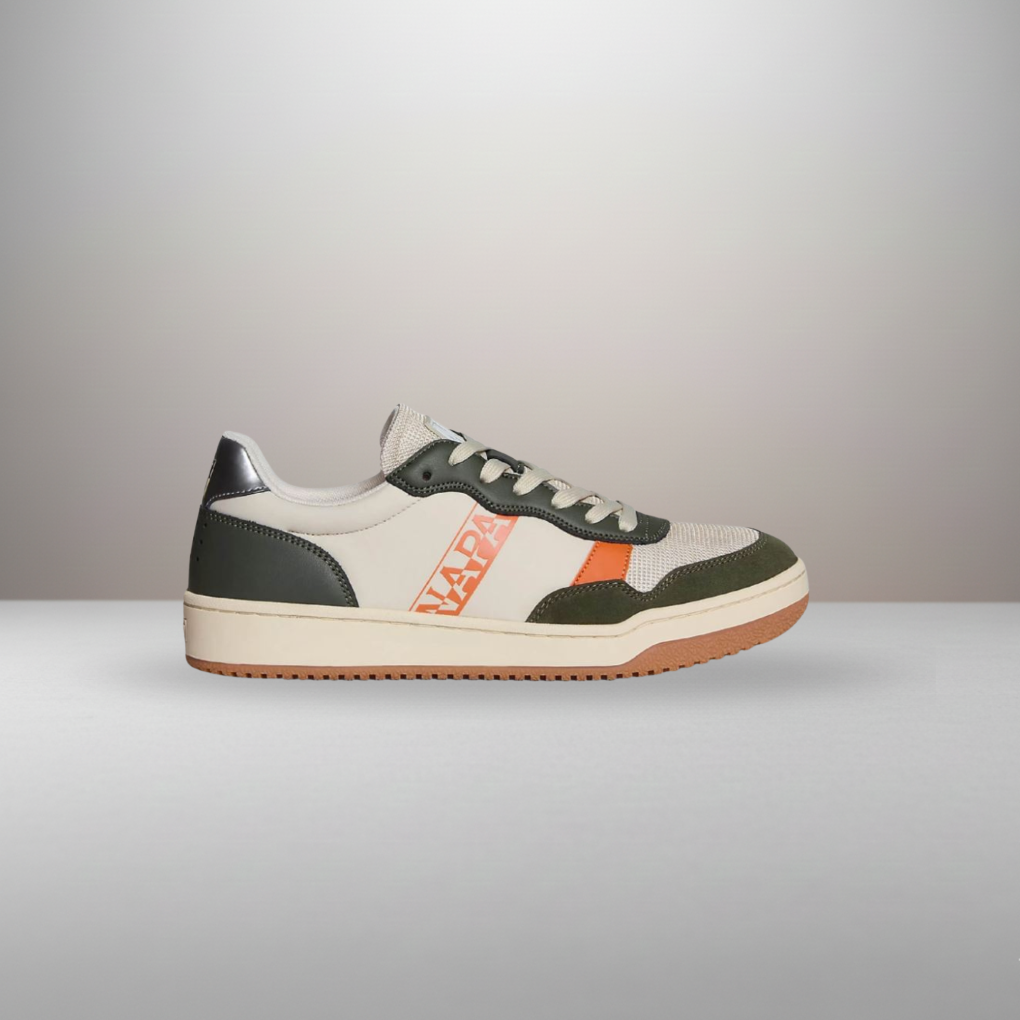 Zapatillas Napapijri Courtis beige y naranja talla 42 vista lateral exterior