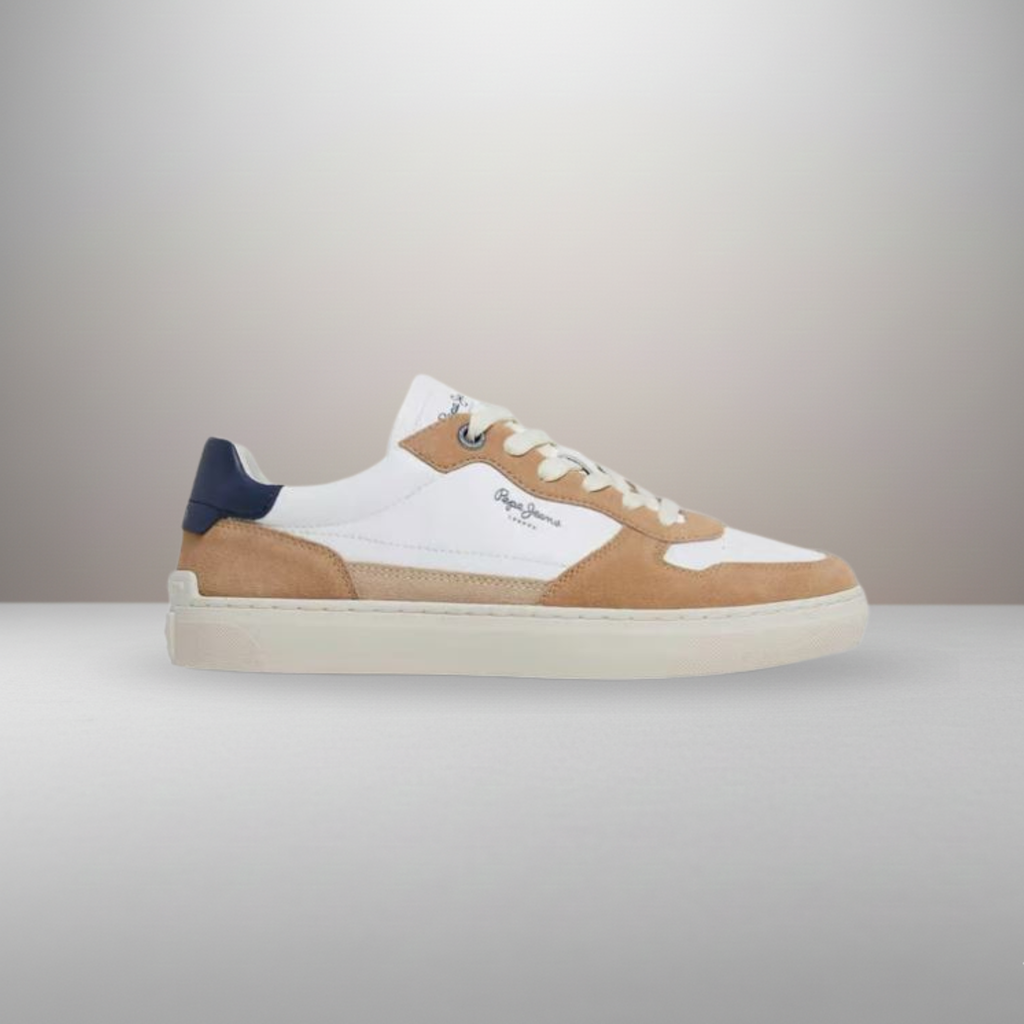 Zapatillas Pepe Jeans Camden Nature blanco y marrón talla 45 vista lateral exterior