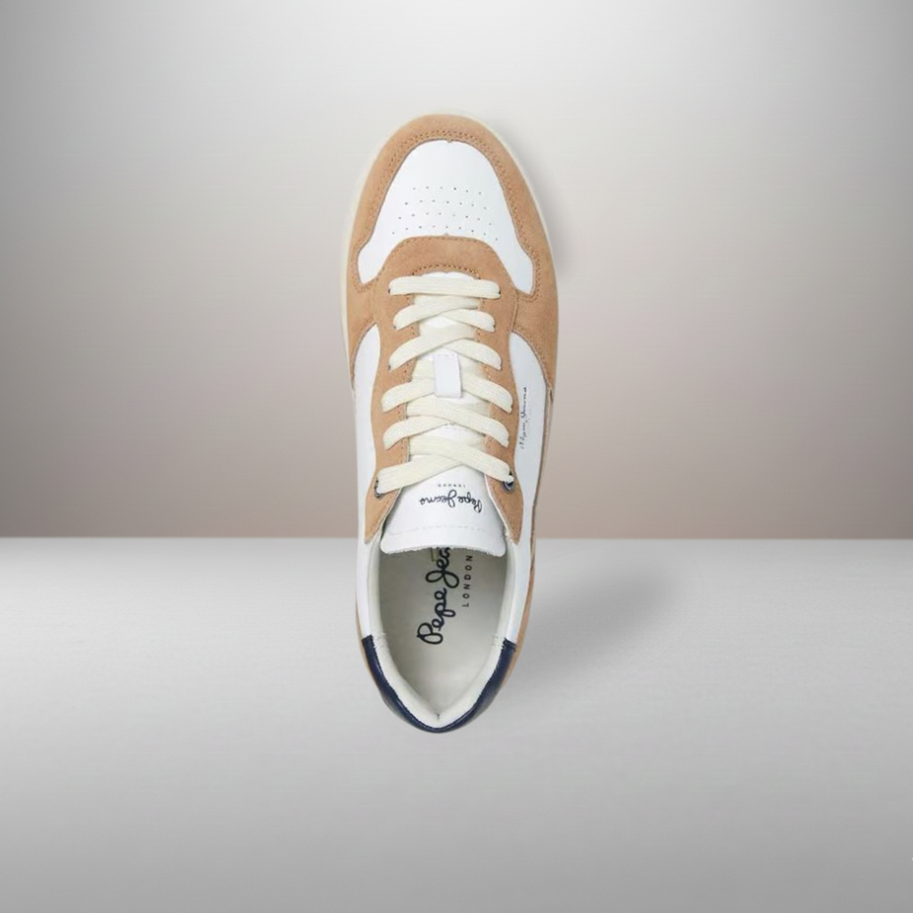 Zapatillas Pepe Jeans Camden Nature blanco y marrón talla 45 vista superior de la horma