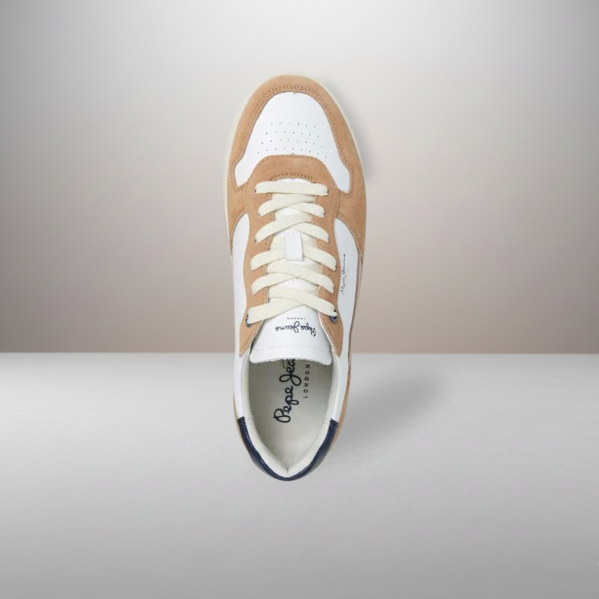 Zapatillas Pepe Jeans Camden Nature blanco y marrón talla 45 vista superior de la horma