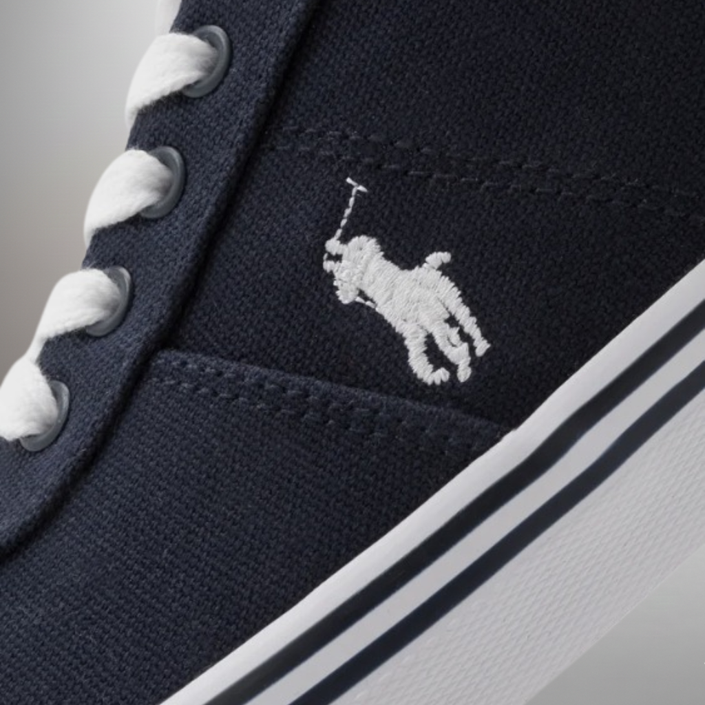Zapatillas Polo Ralph Lauren Hanford azul marino talla 40 detalle del logo y materiales