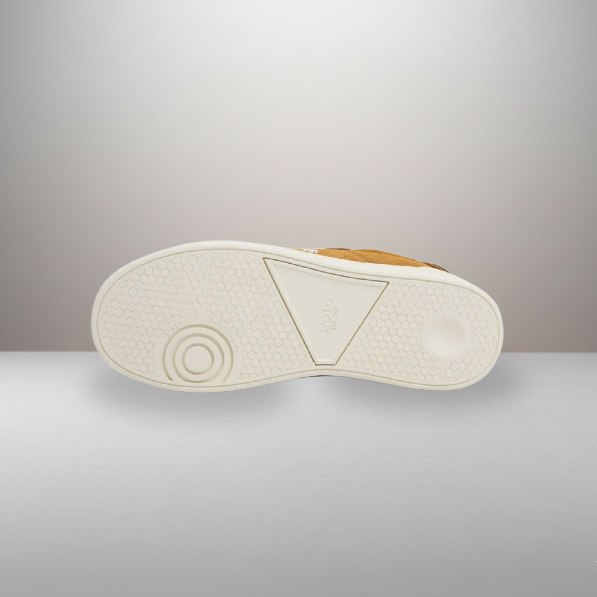 Zapatillas Polo Ralph Lauren Heritage Court III marrón talla 40 detalle de la suela de goma tipo cupsole