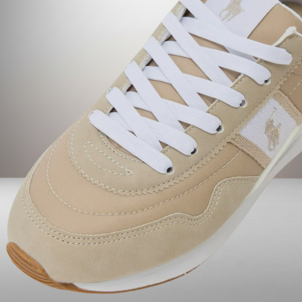 Zapatillas Polo Ralph Lauren Train 89 beige talla 40 vista delantera de la puntera reforzada