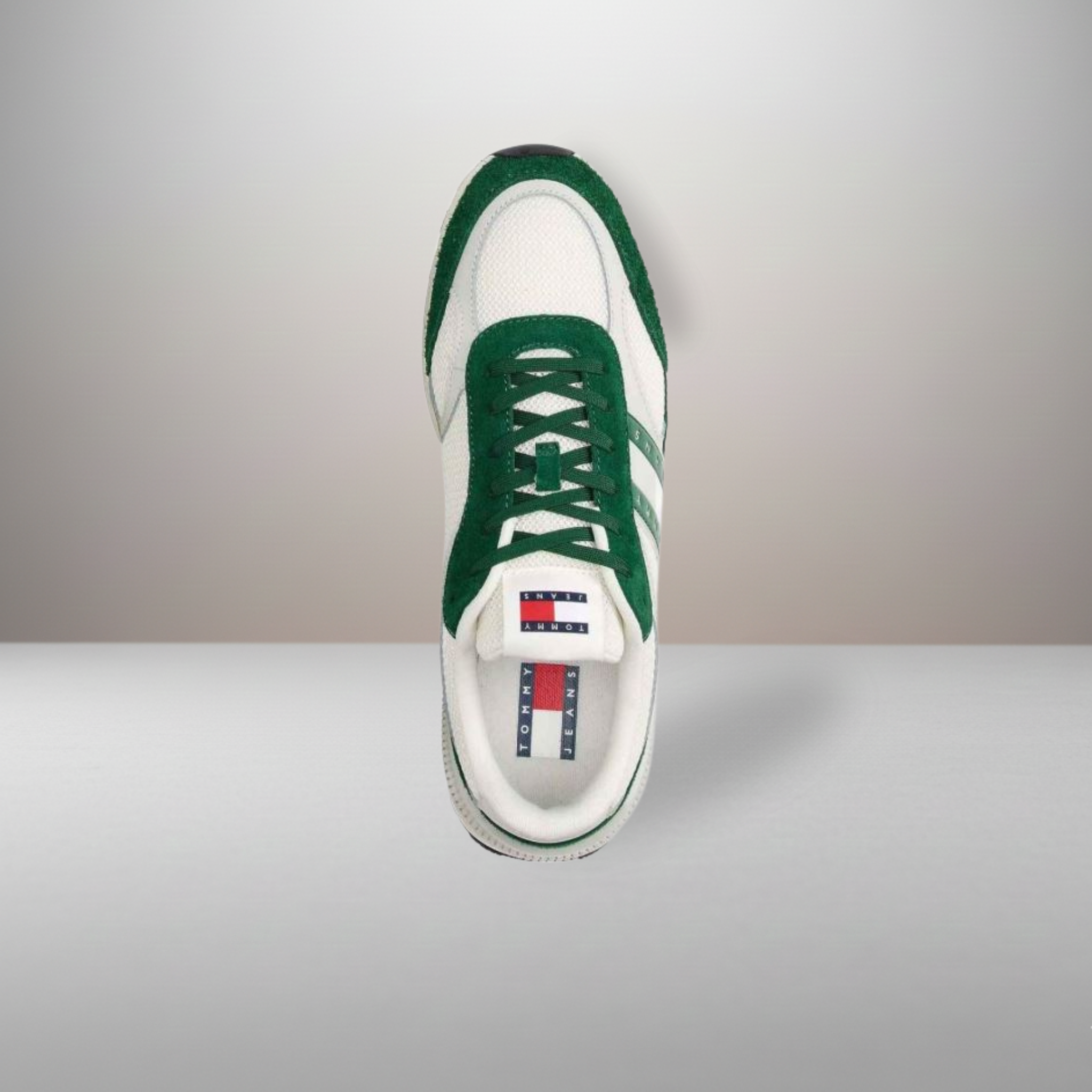 Zapatillas Tommy Jeans TJM Technical Runner ESS verde talla 40 vista superior de la plantilla y cordones